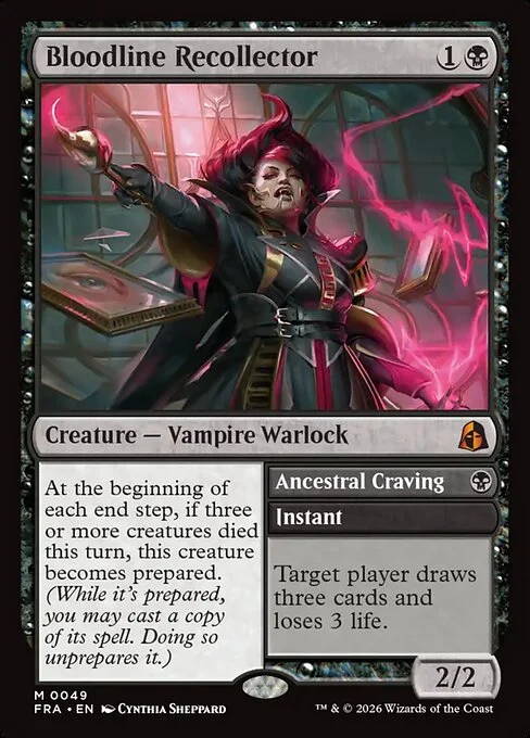 Bloodline Recollector // Ancestral Craving, original Magic card illustrated by Cynthia Sheppard