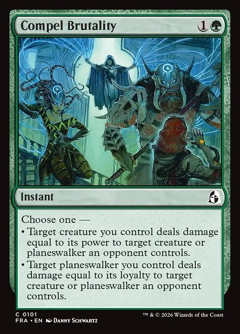 Compel Brutality, original Magic card illustrated by Danny Schwartz