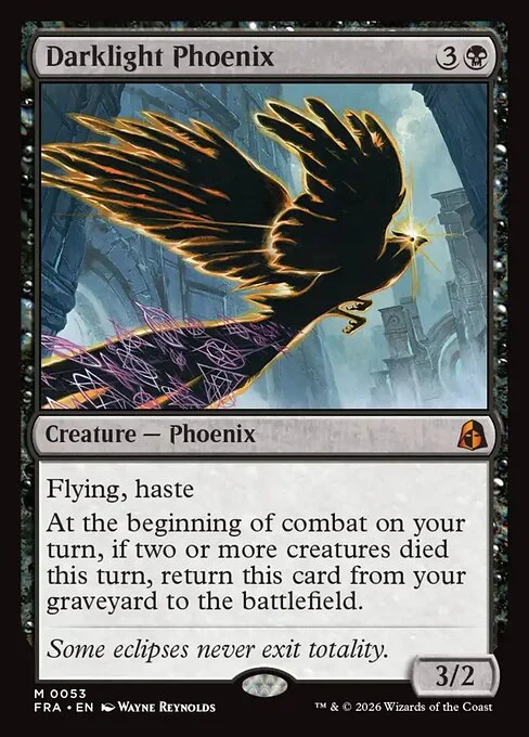 Darklight Phoenix, original Magic card illustrated by Wayne Reynolds