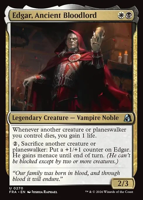 Edgar, Ancient Bloodlord, original Magic card illustrated by Joshua Raphael