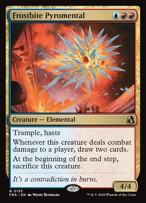 Frostbite Pyromental, original Magic card illustrated by Wayne Reynolds