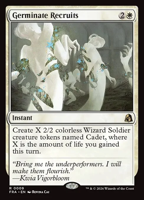Germinate Recruits, original Magic card illustrated by Rovina Cai