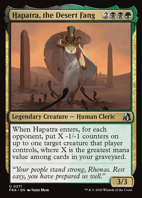 Hapatra, the Desert Fang, original Magic card illustrated by Jodie Muir