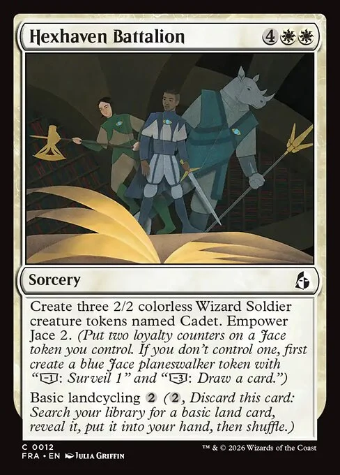 Hexhaven Battalion, original Magic card illustrated by Julia Griffin