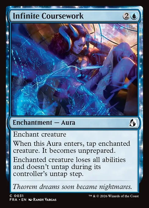 Infinite Coursework, original Magic card illustrated by Randy Vargas