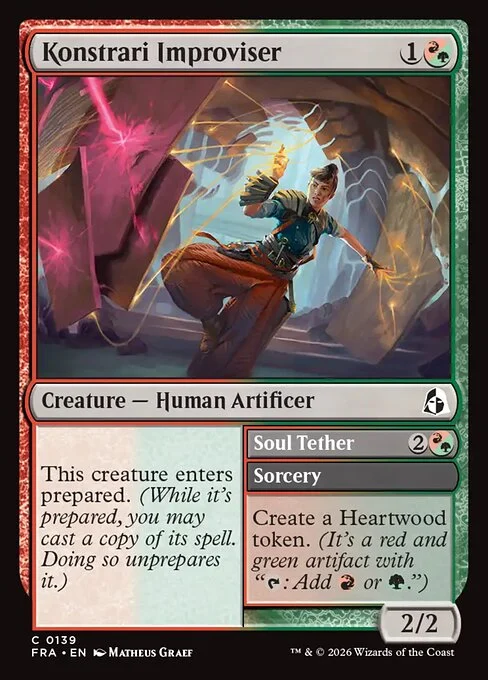 Konstrari Improviser // Soul Tether, original Magic card illustrated by Matheus Graef