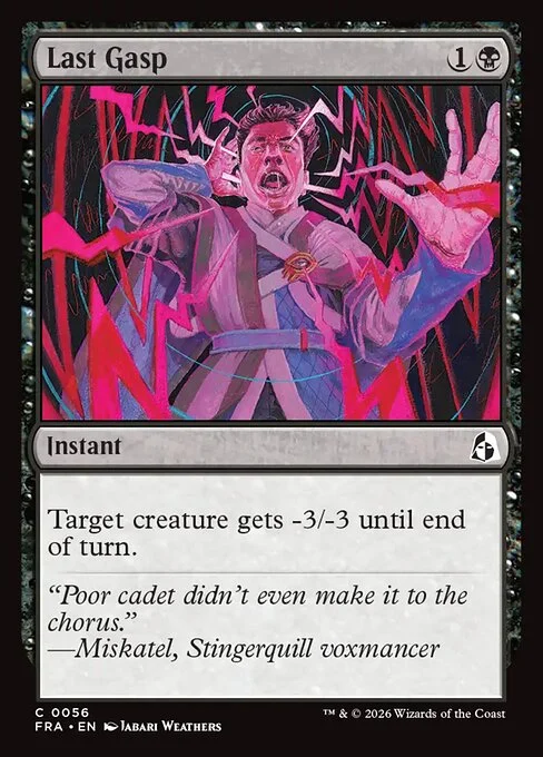 Last Gasp, original Magic card illustrated by Jabari Weathers