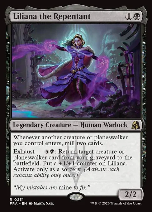Liliana the Repentant, original Magic card illustrated by Marta Nael