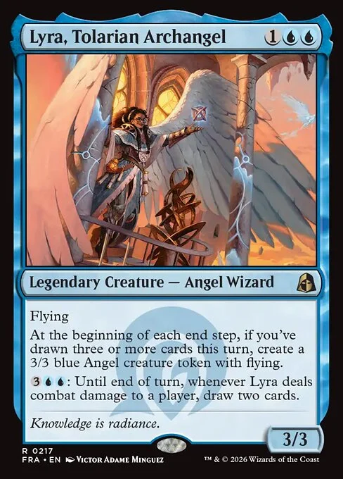 Lyra, Tolarian Archangel, original Magic card illustrated by Victor Adame Minguez
