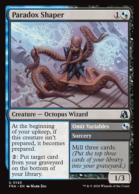 Paradox Shaper // Omit Variables, original Magic card illustrated by Mark Zug