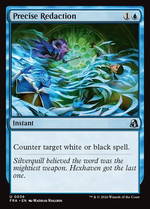 Precise Redaction, original Magic card illustrated by Mathias Kollros