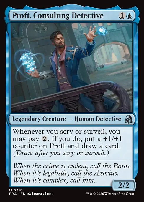 Proft, Consulting Detective, original Magic card illustrated by Lindsey Look