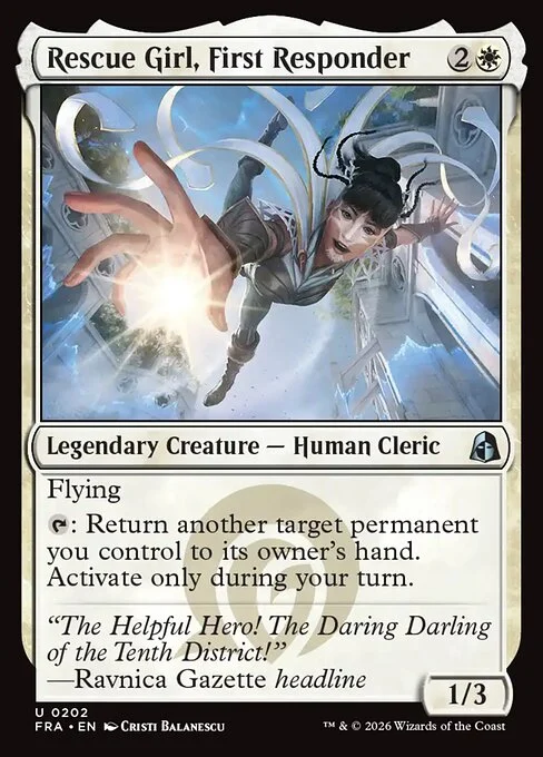 Rescue Girl, First Responder, original Magic card illustrated by Cristi Balanescu