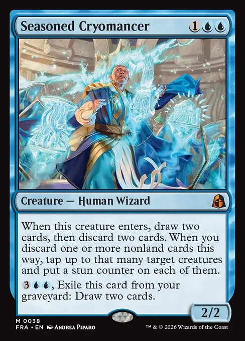 Seasoned Cryomancer, original Magic card illustrated by Andrea Piparo