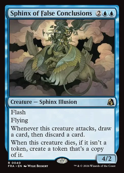 Sphinx of False Conclusions, original Magic card illustrated by Wylie Beckert