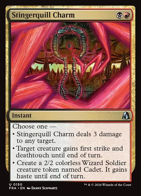 Stingerquill Charm, original Magic card illustrated by Danny Schwartz