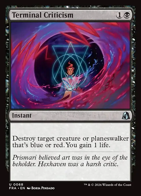 Terminal Criticism, original Magic card illustrated by Borja Pindado
