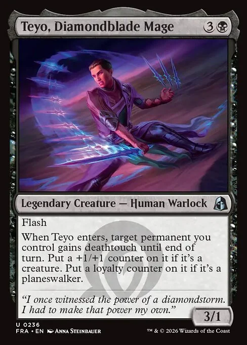 Teyo, Diamondblade Mage, original Magic card illustrated by Anna Steinbauer