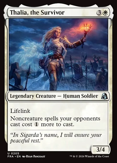 Thalia, the Survivor, original Magic card illustrated by Ryan Pancoast