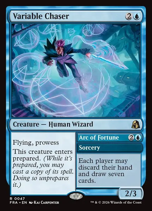 Variable Chaser // Arc of Fortune, original Magic card illustrated by Kai Carpenter