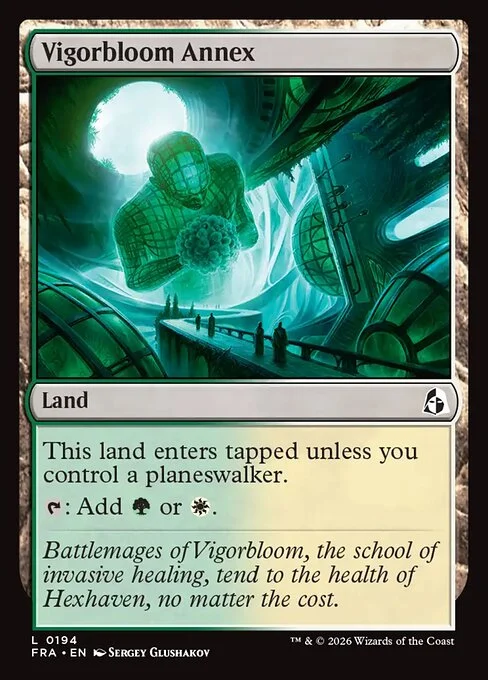 Vigorbloom Annex, original Magic card illustrated by Sergey Glushakov