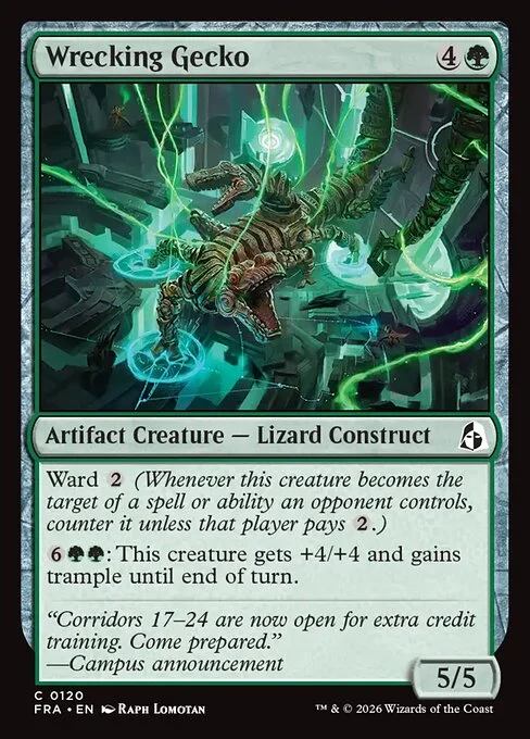 Wrecking Gecko, original Magic card illustrated by Raph Lomotan